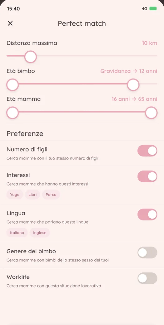 Perfect match: distanza, età del bimbo, interessi e lingua